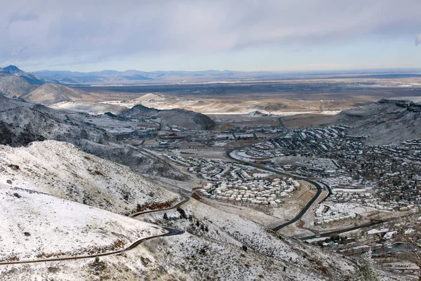 Panoramisch Uitzicht Golden Colorado Met Omliggende Bergen Verenigde Staten — Stockfoto