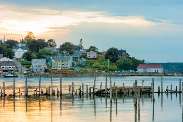 Sunset Lubec Maine Easternmost Municipality Contiguous Lubec Narrows Bay Fundy — Stok fotoğraf