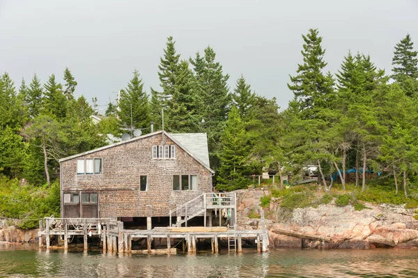 Typical New England Shingled Waterfront House Schoodic Peninsula Acadia National — Stock Photo, Image