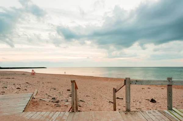 Boardwalk Inverness Beach Sunset Nova Scotia Canada — Stock Photo, Image