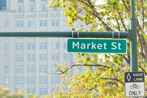 Markt Straatnaambord Belangrijkste Straat Philadelphia Downtown Stadscentrum Verenigde Staten — Stockfoto