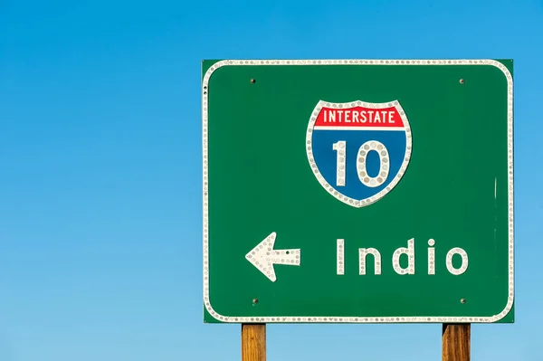 Directional Sign Indio California City Festivals Interstate Usa — Stock Photo, Image