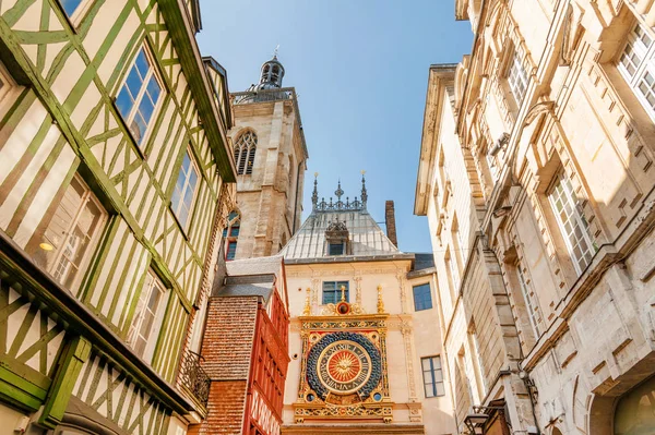 Beroemde Gros Horloge Grote Klok Straat Met Astronomische Klokkentoren Belangrijkste — Stockfoto