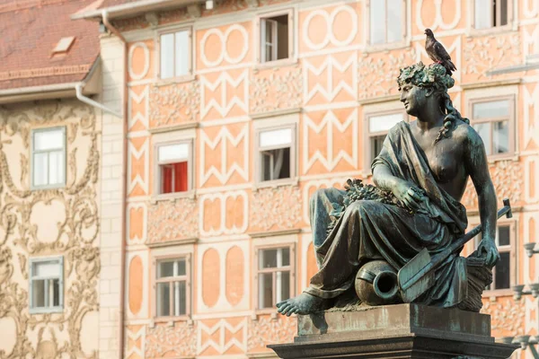 Detail Van Het Erzherzog Johann Fontein Complex Hauptplatz Graz Hoofdstad — Stockfoto