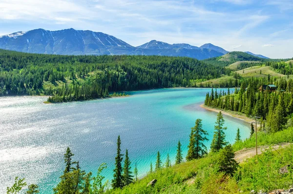 Lac Emeraude Par Route Klondike Sud Territoire Yukon Canada — Photo