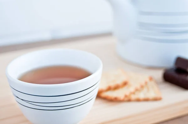 Morning cup of tea for breakfast. Breakfast.