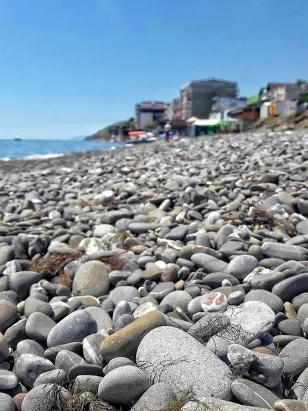 Costa Sur Crimea Playa Guijarros Pueblo —  Fotos de Stock