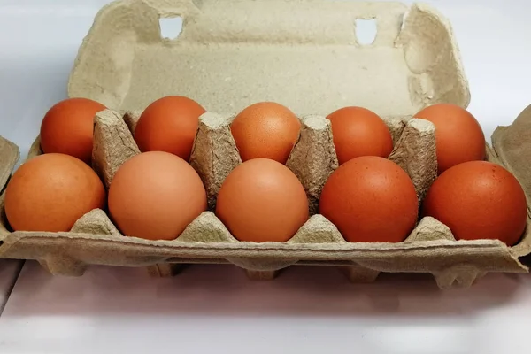 Яйца Коробке Супермаркете — стоковое фото