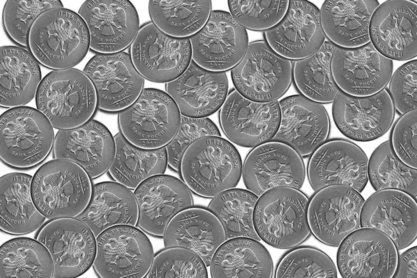 Background Russian Coins Denominations Rubles White Background Pattern — Stock Photo, Image