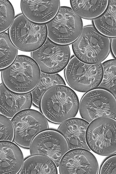 배경에 루블의 교단러시아 동전의 — 스톡 사진