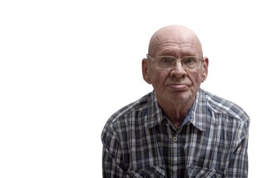 Yaşlı bir adamın portresi. Ön görüş. Kopyalama alanı