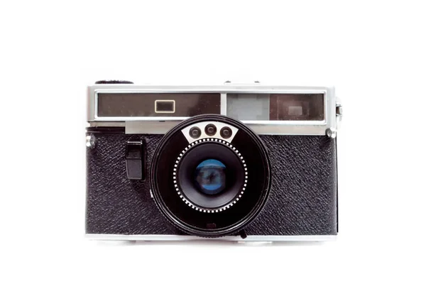 Een Oude Filmcamera Een Retro Fotocamera Vooraanzicht Isolaat — Stockfoto