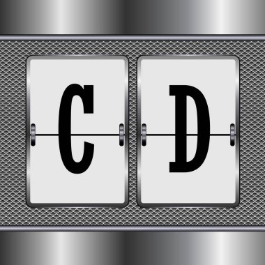 Mekanik C-D metal alfabesi, vektör illüstrasyon