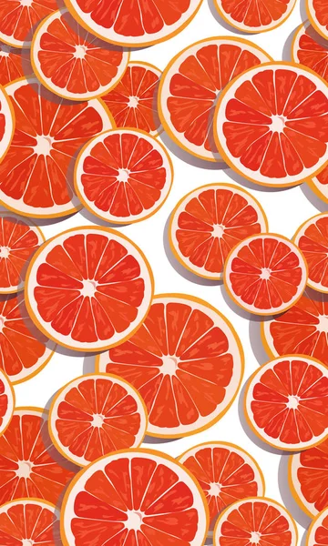 Motif Sans Couture Tranches Fruits Orange Chevauchant Sur Fond Blanc — Image vectorielle