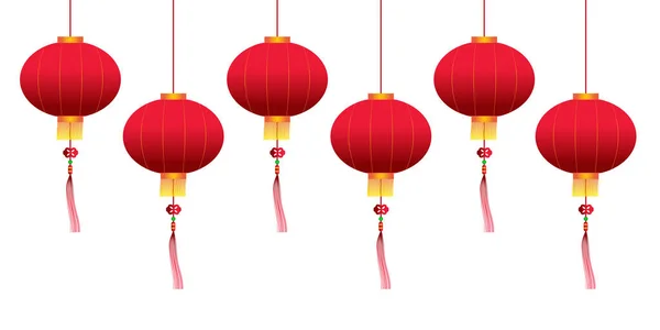 Lanternes Suspendues Vectorielles Chinoises — Image vectorielle