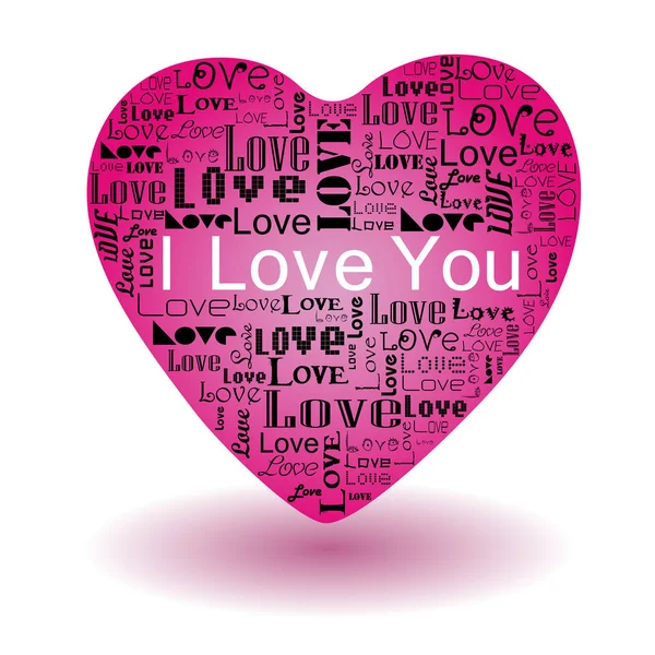 Vector Love Text Heart White Background — Stock Vector