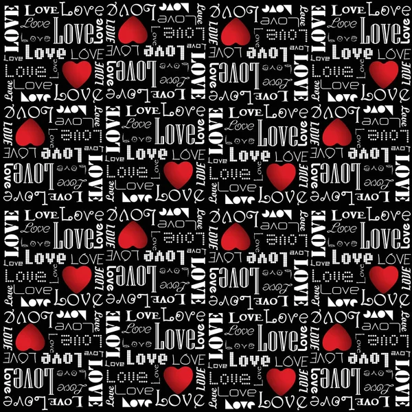 Motif Vectoriel Valentine Avec Texte Amour Couleur Blanche Sur Fond — Image vectorielle