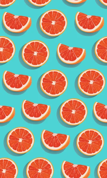 Fetta Frutta Arancio Modello Senza Cuciture Sfondo Blu Verde Illustrazione — Vettoriale Stock