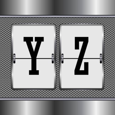 Mekanik Y-Z metal alfabesi, vektör illüstrasyon