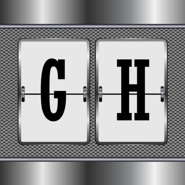 Mekanik G-H metal alfabesi, vektör illüstrasyon