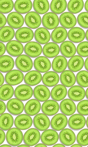 Nahtloses Muster Frucht Kiwi Stück Mit Schatten Auf Weißem Hintergrund — Stockvektor