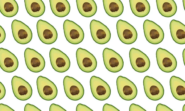 Nahtlose Schnittmuster Geschnittene Avocado Auf Weißem Hintergrund Vektorillustration — Stockvektor