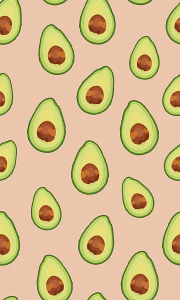 Nahtlose Schnittmuster Geschnittene Avocado Auf Roségold Hintergrund Vektorillustration — Stockvektor