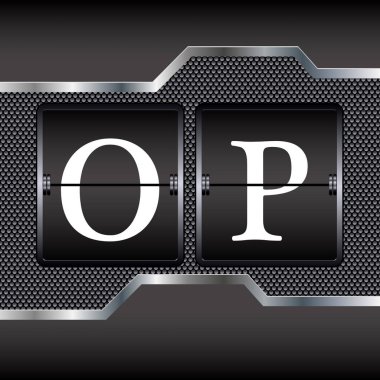 Mekanik O-P metal alfabesi, vektör illüstrasyon