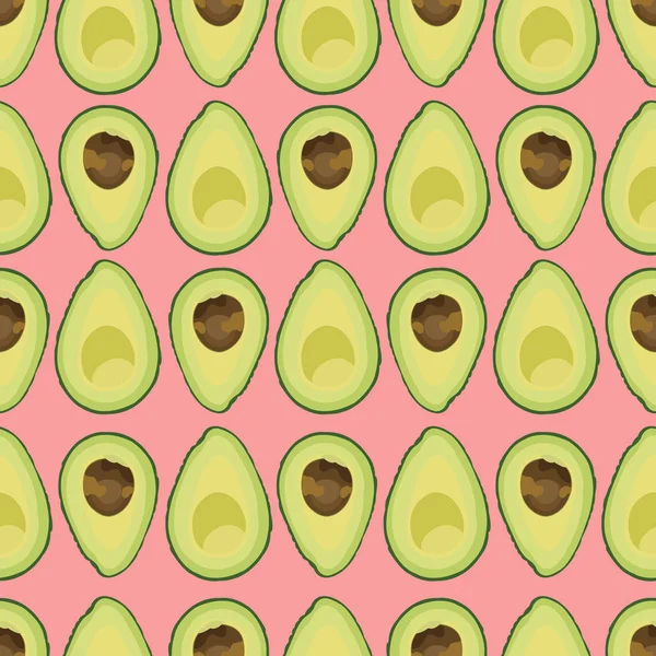 Nahtlose Schnittmuster Geschnittene Avocado Mit Samen Auf Rosa Hintergrund Vektorillustration — Stockvektor