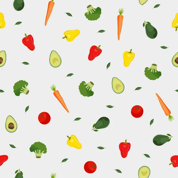 Gemüse Nahtlose Muster Auf Weißem Hintergrund Gesunde Zutaten Lebensmittel Vektorillustration — Stockvektor