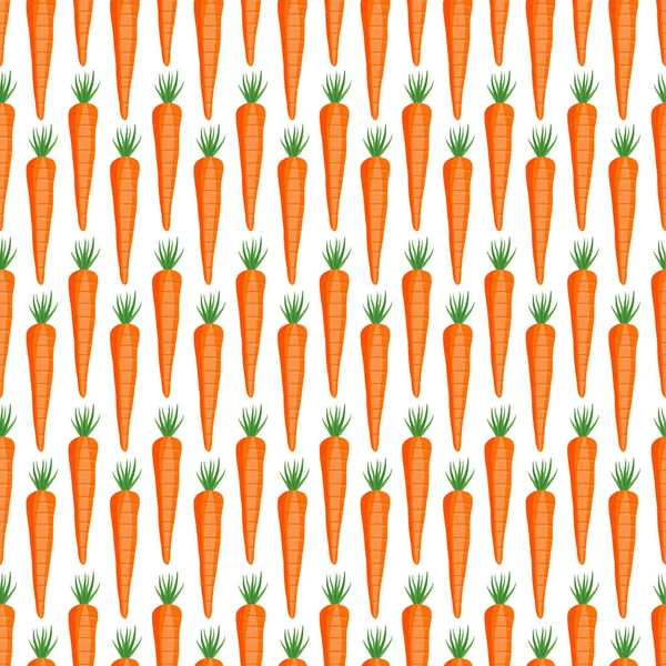 Karottengemüse Nahtloses Muster Auf Weißem Hintergrund Gesunde Zutaten Vektorillustration — Stockvektor