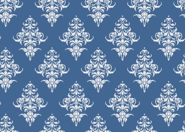 Lüks dikişsiz desen çiçek duvar kağıdı, tasarım için Mavi ve Beyaz vektör deseni