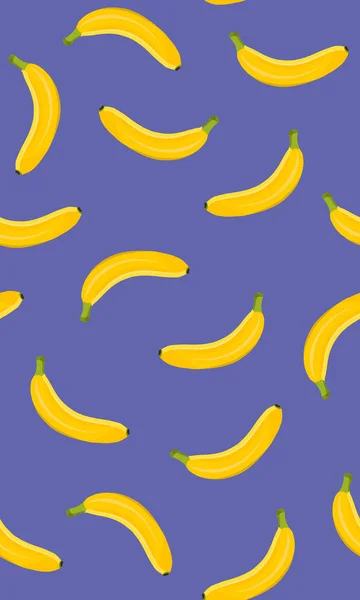 Banane Nahtloses Muster Auf Lila Hintergrund Vektorillustration — Stockvektor