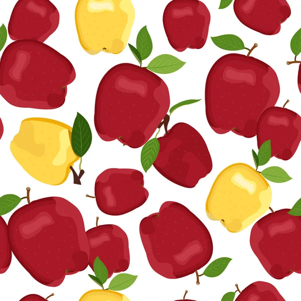 Pola Mulus Apple Menurun Pada Latar Belakang Putih Ilustrasi Vektor - Stok Vektor