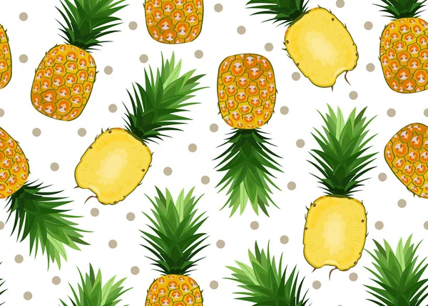 Ananas Nahtloses Muster Auf Weißem Hintergrund Sommer Hintergrund Ananas Früchte — Stockvektor