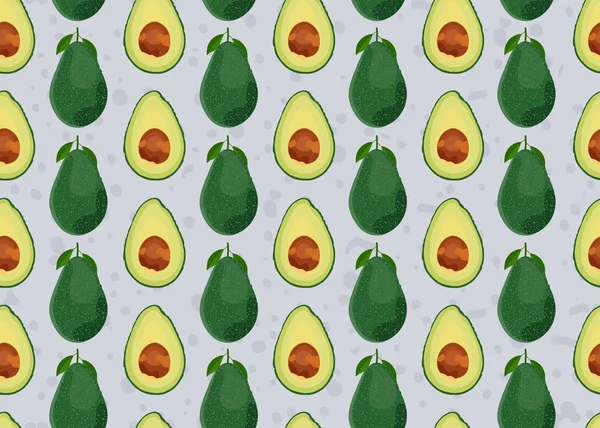 Avocado Nahtlose Muster Auf Grauem Hintergrund Früchte Vektor Illustration — Stockvektor