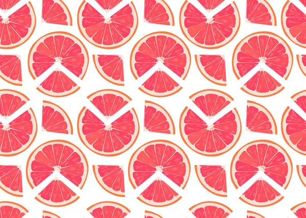 Fetta Frutta Arancione Modello Senza Cuciture Pezzo Sfondo Bianco Illustrazione — Vettoriale Stock