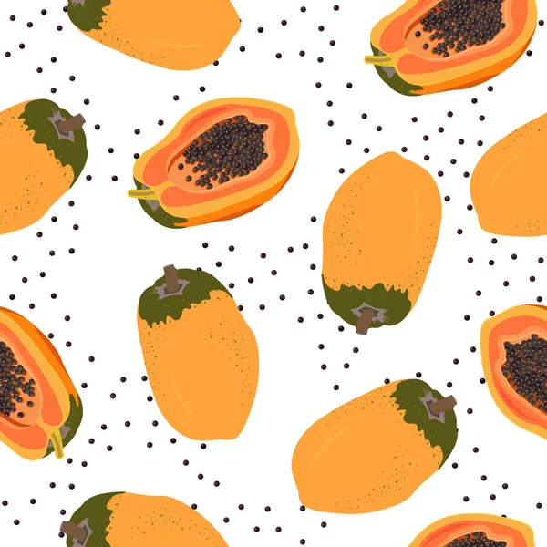 Papaya Frutta Modello Senza Soluzione Continuità Sfondo Bianco Cibo Biologico — Vettoriale Stock