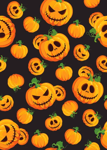 Halloween Citrouille Motif Sans Couture Sur Fond Noir Mignon Fond — Image vectorielle