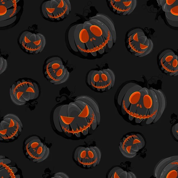 Halloween Horreur Citrouille Jack Lanterne Motif Sans Couture Sur Fond — Image vectorielle