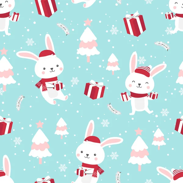 Tavşanlı Noel deseni, beyaz tavşanlı kış deseni, ambalaj kağıdı, desen dolguları, kış selamları, web sayfası geçmişi, Noel ve yeni yıl tebrik kartları.