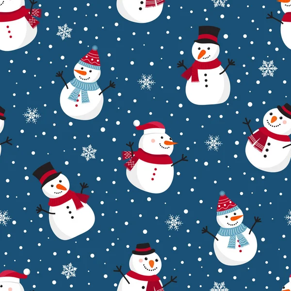 Kardan adamla kusursuz Noel deseni, kar taneli kış deseni, ambalaj kağıdı, şablon dolguları, kış selamları, web sayfası geçmişi, Noel ve yeni yıl tebrik kartları.
