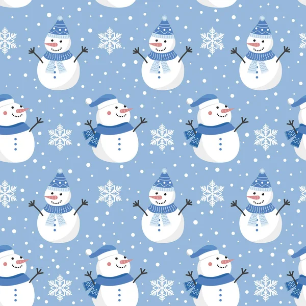 Güzel arka planda kardan adam, kar taneli kış deseni, ambalaj kağıdı, şablon dolguları, kış selamlamaları, web sayfası geçmişi, Noel ve yeni yıl tebrik kartları.