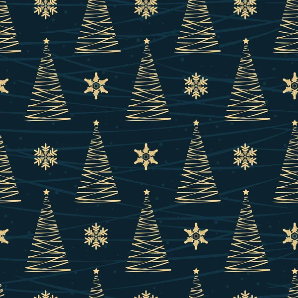 Christmas Tree Seamless Pattern Background Wrapping Paper Pattern Fills Winter — Stock Vector