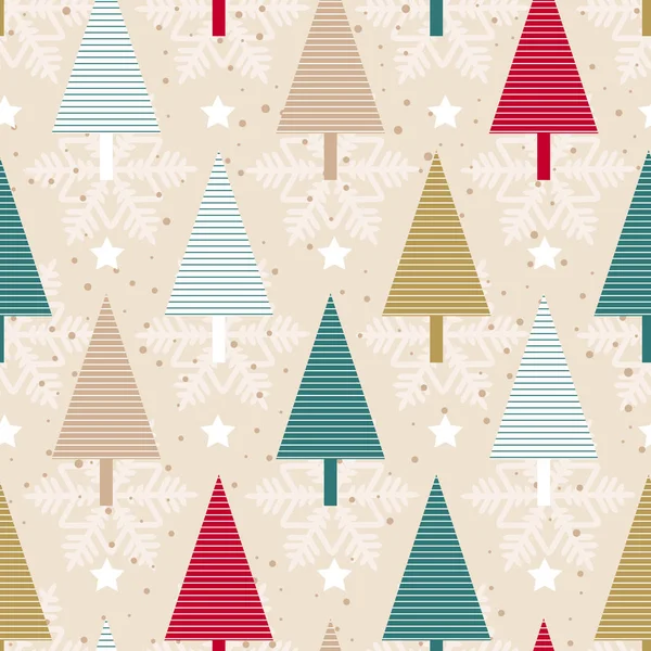 Christmas Tree Seamless Pattern Background Wrapping Paper Pattern Fills Winter — Stock Vector