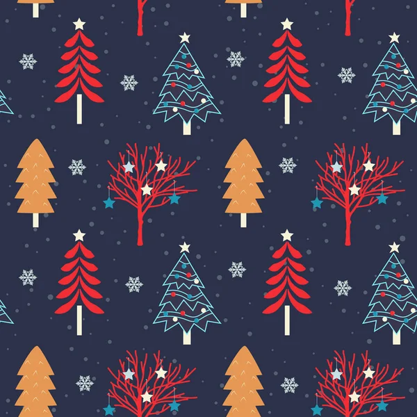 Christmas Tree Seamless Pattern Background Wrapping Paper Pattern Fills Winter — Stock Vector