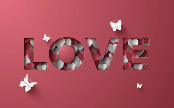 Origami Papel Arte Amor Capa Papel Mini Coração Amor Feliz — Vetor de Stock