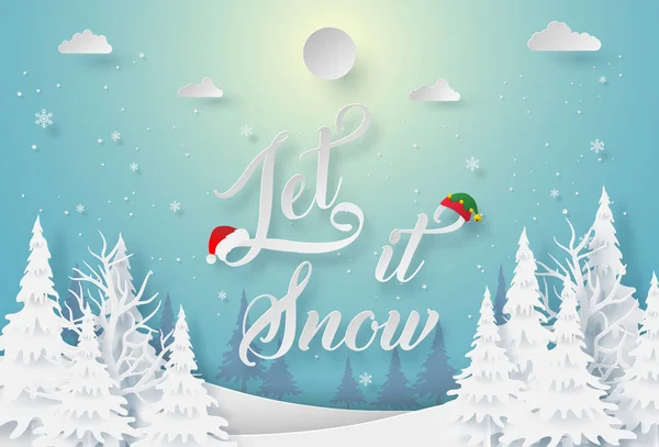 Kış sezonu Origami kağıt sanat Let it Snow, Mutlu Noeller ve Mutlu Yıllar