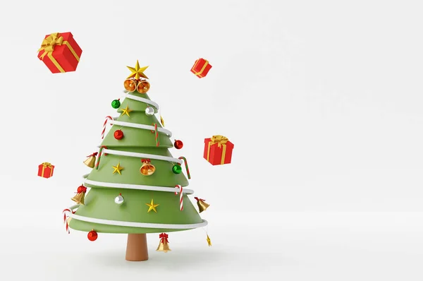 Árbol Navidad Decorativo Con Regalos Sobre Fondo Blanco Con Espacio — Foto de Stock