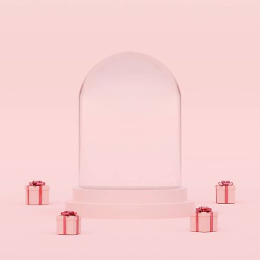 Pastel rengi, hediyeli boş kristal küre, 3D görüntüleme